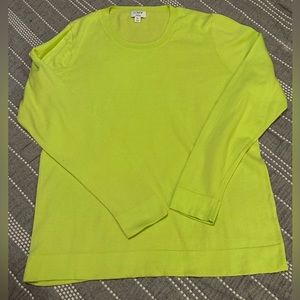 EUC JCrew Factory Crewneck Cotton Teddie Sweater in Neon Green